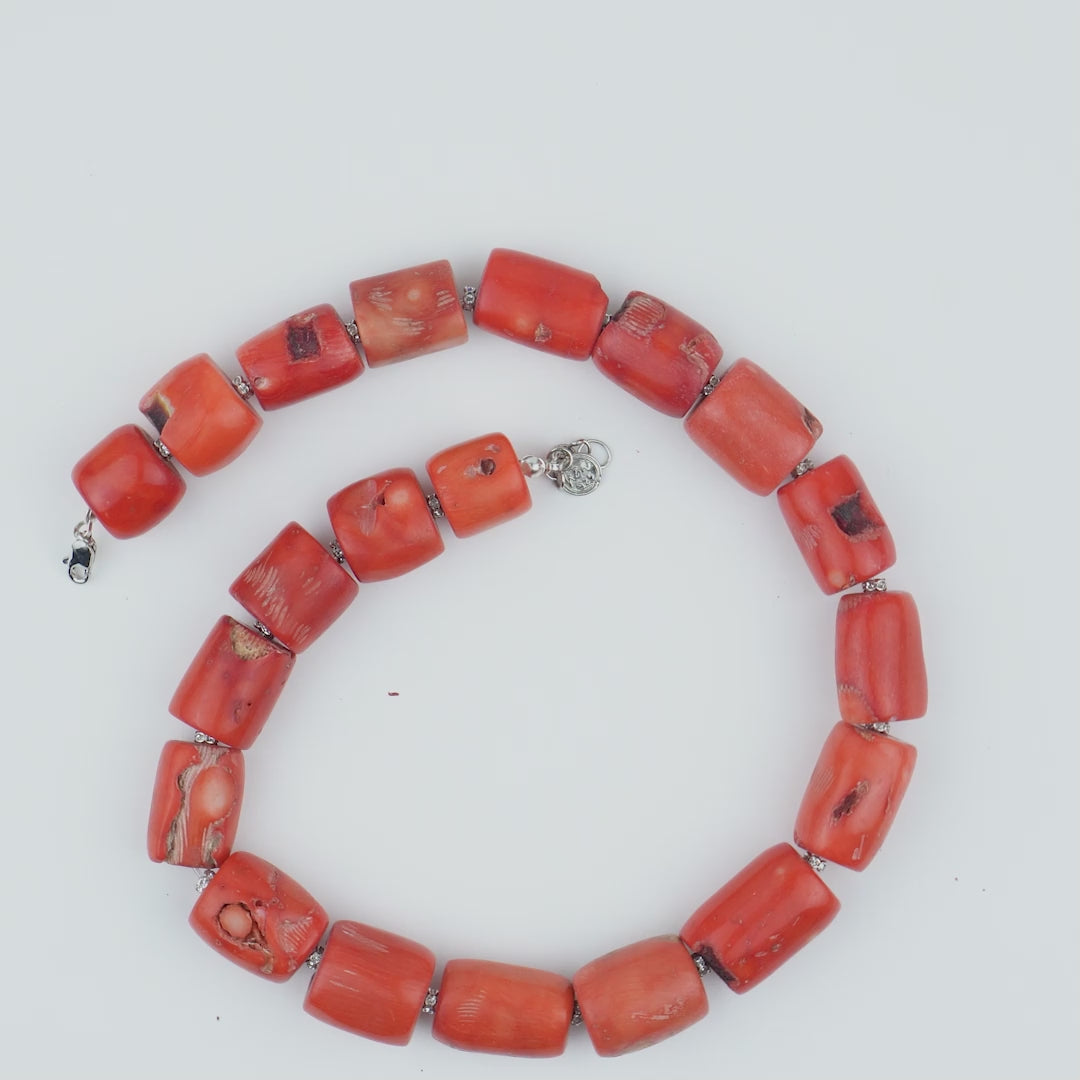Natural Barrel  Shaped Sea Coral Necklace