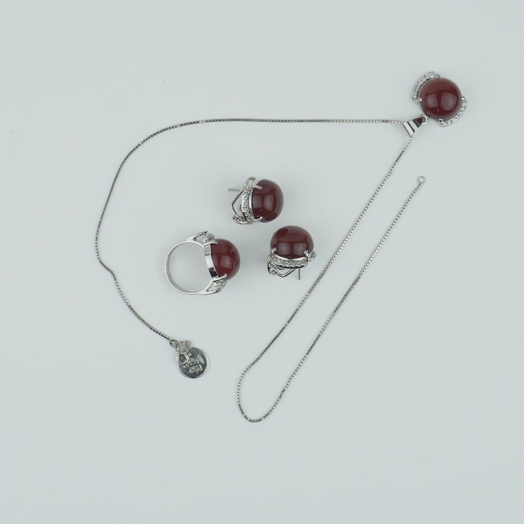 Spiritual Red Agate Pendant Set