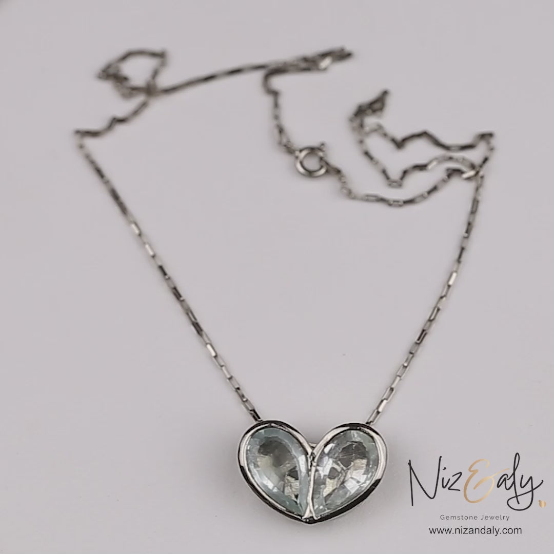 Twin Heart Clear Quartz Pendant Necklace