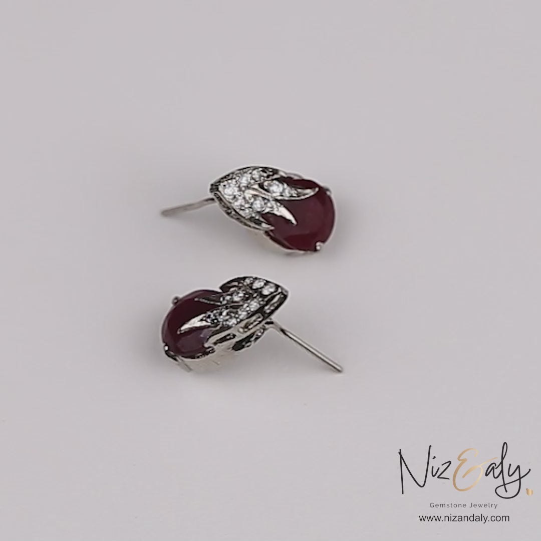 Stylish Natural Ruby Studs