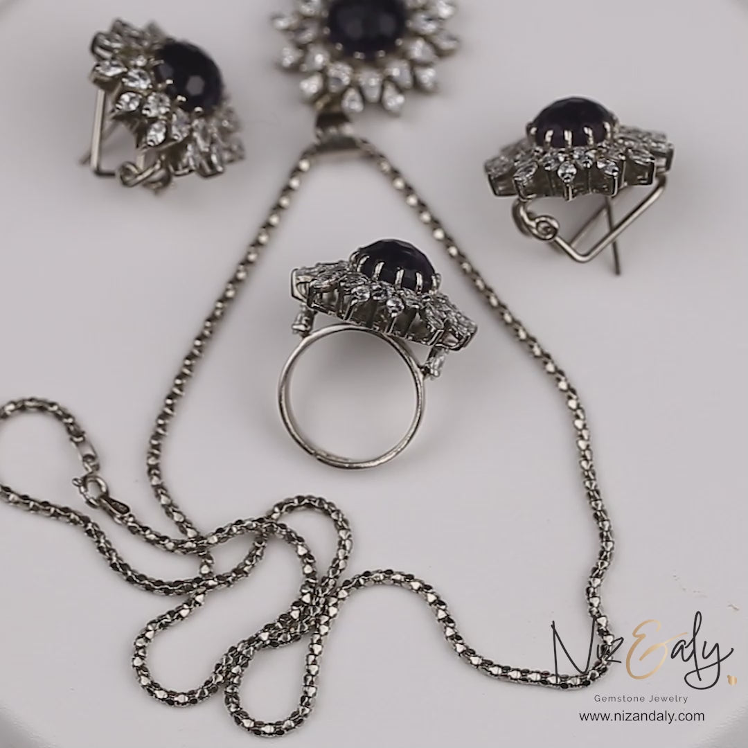 Mystic Shadows: Dark Amethyst Pendant Set Collection