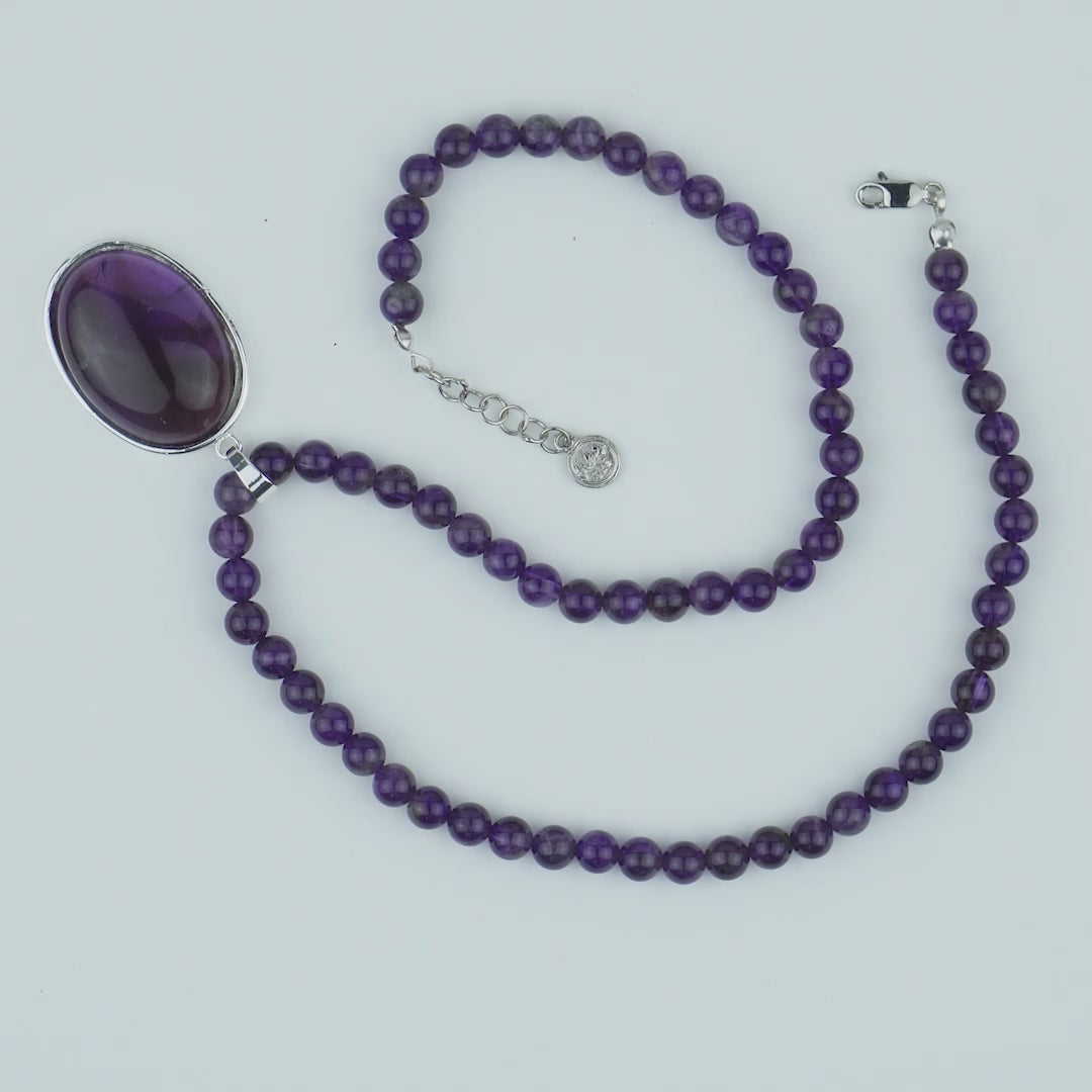 Amethyst Pendant in Amethyst String
