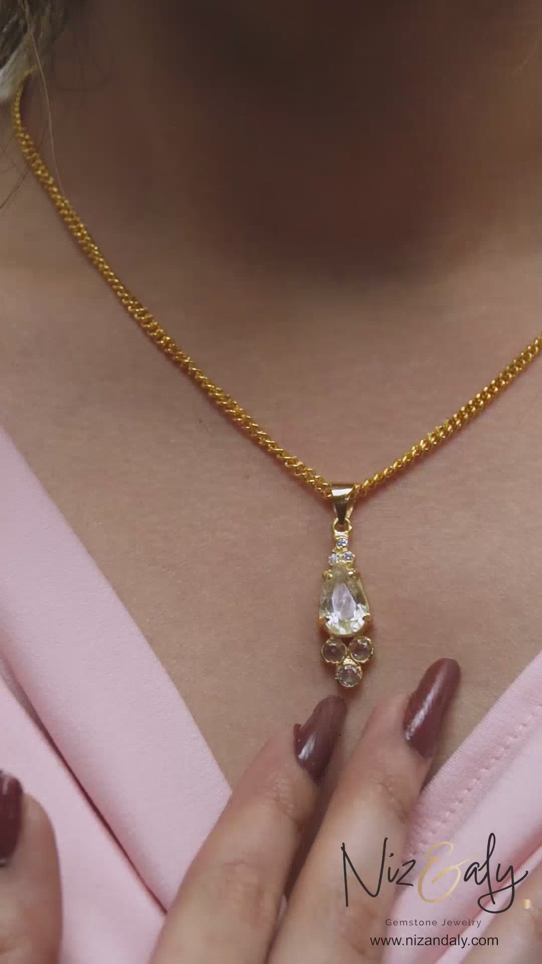 TearDrop shaped  Clear Quartz Pendant Set with Bracelet- Pure Essence