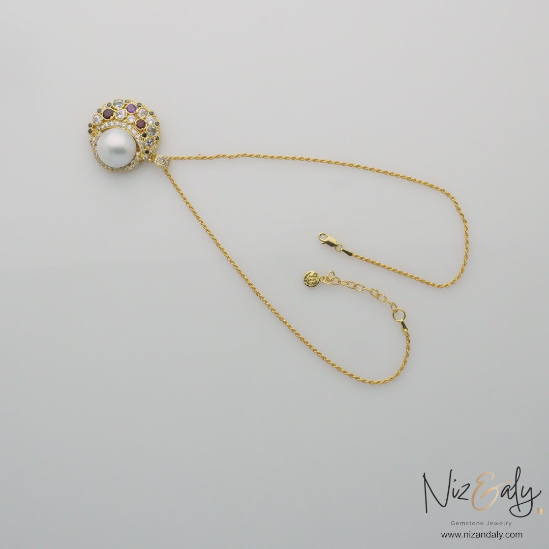 Celestial Embrace - Mabe Pearl Pendant Necklace