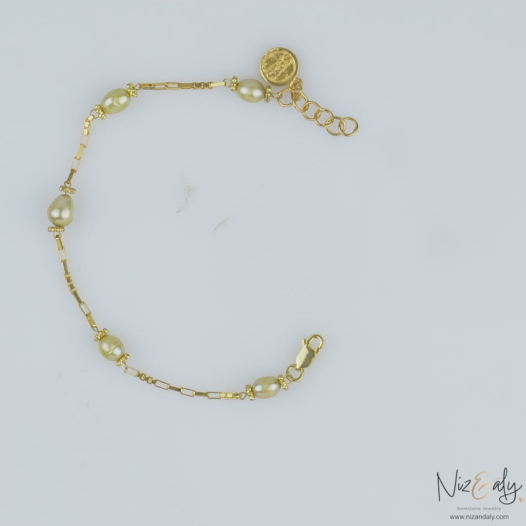 Minimalist Gold Pearl Bracelet – Freshwater Pearl Jewelry