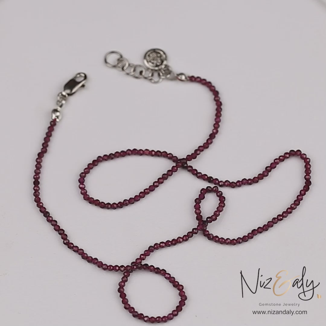 Dainty Faceted Almandine Garnet String Necklace
