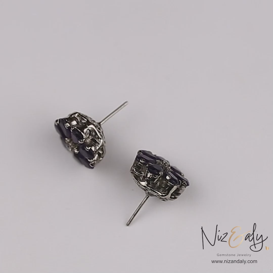 Amethyst Flower Ear Stud