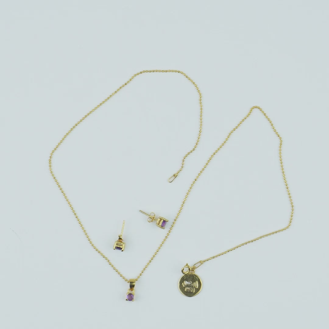Dainty Square Amethyst Set (Gold Plated)