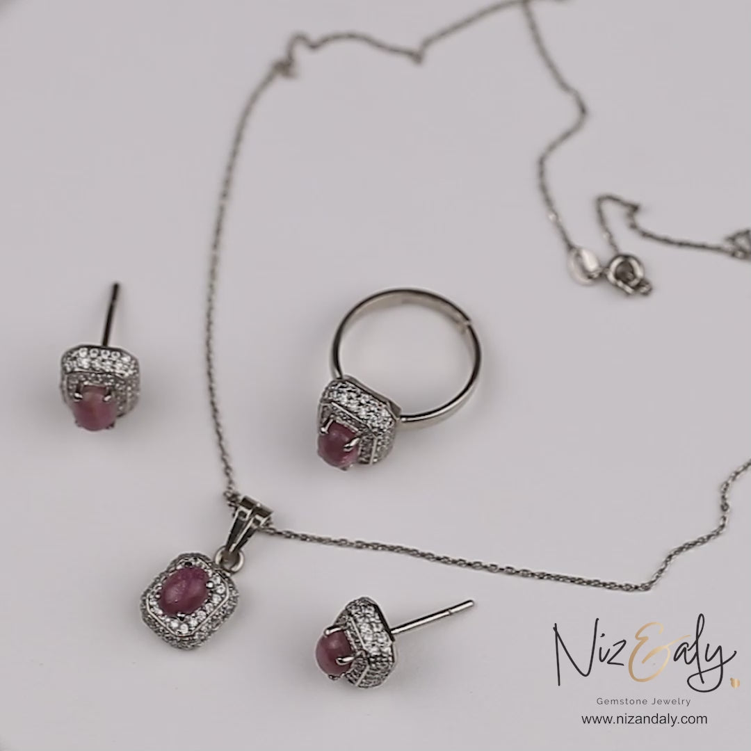 Pink Tourmaline Square Pendant