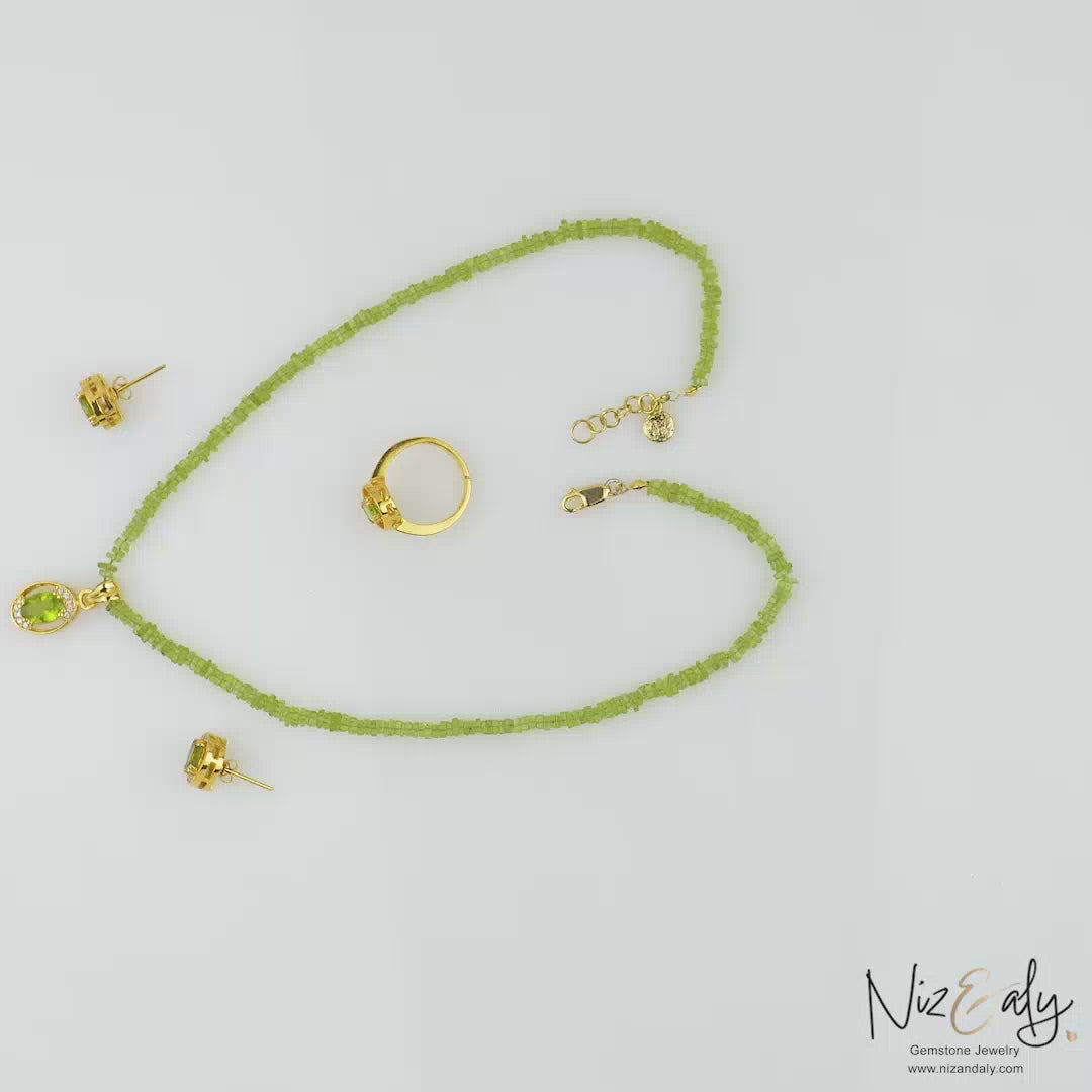 Oval AZ Peridot Pendant Set- Discover the Elegance