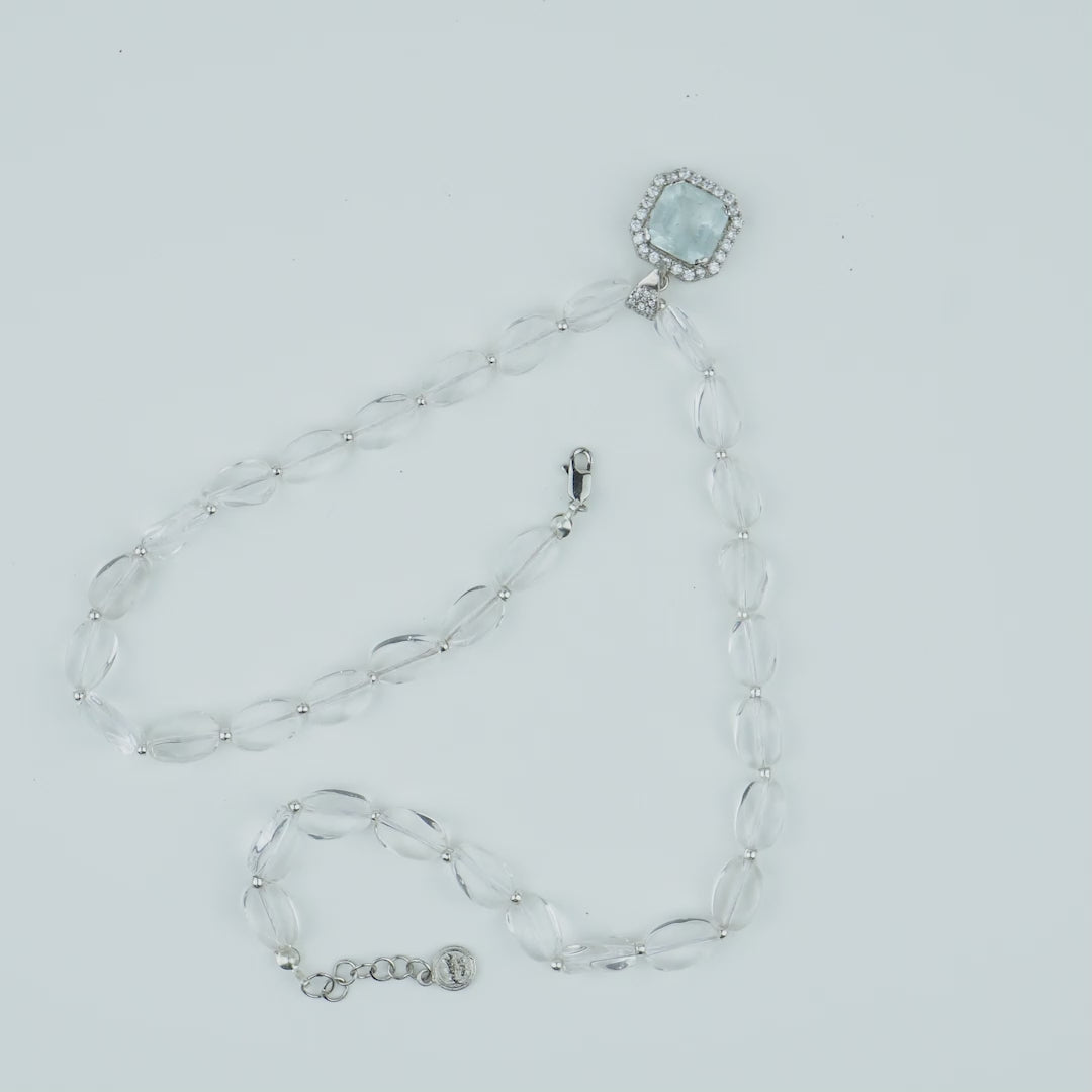 Clear Quartz Pendant in Icy Quartz Necklace